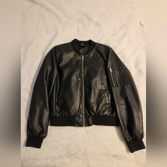 Faux leather bomber jacket - Picture 1 of 2